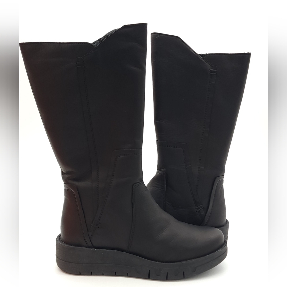 Miz Mooz Lear Black Leather Zip Up Mid Calf Boots - Picture 4 of 10